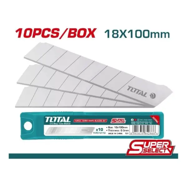 Repuesto de Cuchillo Cartonero TOTAL – 18mm x10 PCS – Modelo THT519112