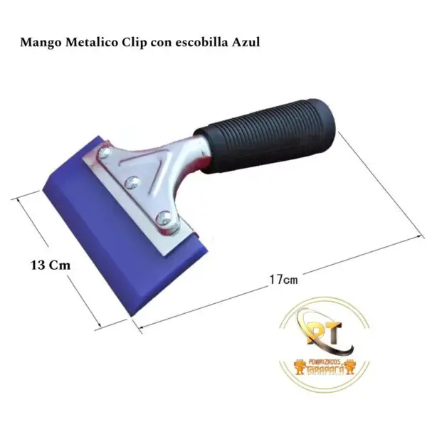 Second image of Mango Metálico Clip con Escobilla Azul – Herramienta Profesional para Instalación de Polarizados y Láminas de Seguridad