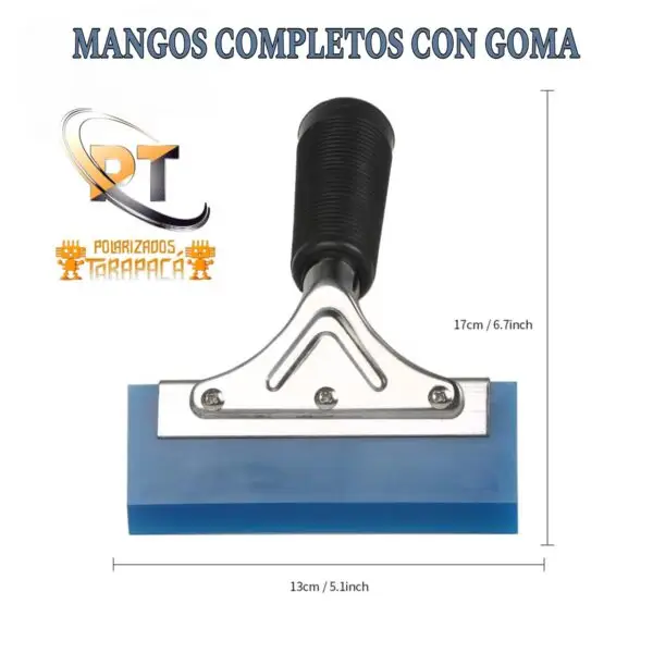 Mango Metálico Clip con Escobilla Azul – Herramienta Profesional para Instalación de Polarizados y Láminas de Seguridad