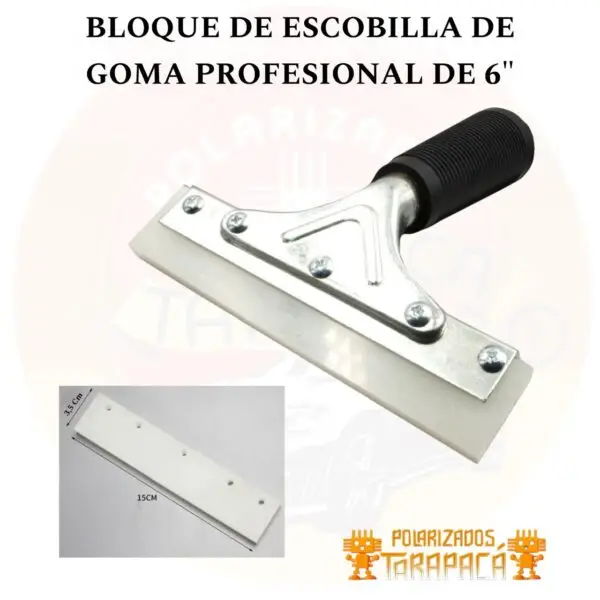 Squeegee Profesional 6” con Mango Metálico y Goma Blanca – Herramienta de Alto Rendimiento