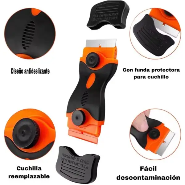 Raspador Profesional Doble Cabezal con Cuchillas de Acero y Plástico