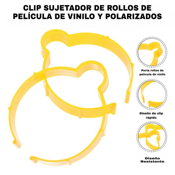 Clip Sujetador de Rollos de Vinilo y Polarizados – Medidas 8 cm y 11 cm